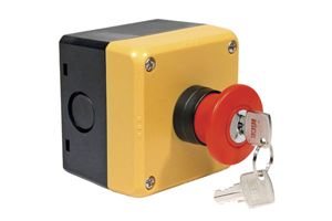 디바이스마트,기계/제어/로봇/모터 > 자동화(FA) > 제어 > 산업용 스위치,,FB1W-HW1B-X402R,Idec, Red/Yellow/Black, Key Reset 40mm Round Head Emergency Button / 832-5906