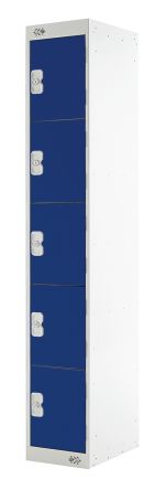 RS PRO 5 Door Steel Blue Storage Locker, 1800 Mm X 300 Mm X 450mm