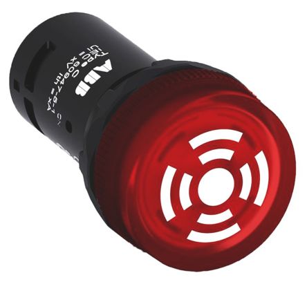 ABB Akustischer Warnmelder Compact 24V Ac/dc Rot, Ausschnitt-Ø 22mm LED Tafelmontage IP66, IP67, IP69K Schraub