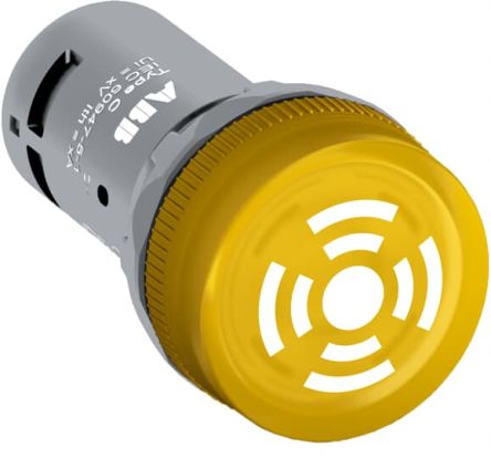 ABB Akustischer Warnmelder Compact 230V Ac/dc Gelb, Ausschnitt-Ø 22mm LED Tafelmontage IP66, IP67, IP69K Schraub