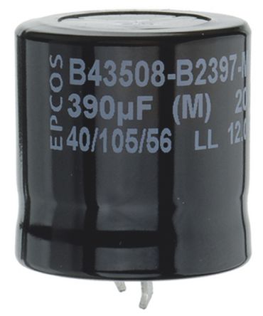 EPCOS B43508 Snap-In Aluminium-Elektrolyt Kondensator 100μF ±20% / 450V Dc, Ø 22mm X 30mm, Bis 105°C