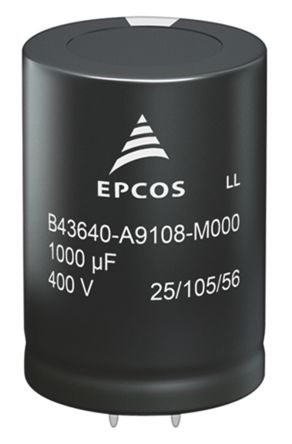 EPCOS Condensador Electrolítico Serie B43644, 390μF, ±20%, 450V Dc, De Encaje A Presión, 35 (Dia.) X 35mm, Paso 10mm
