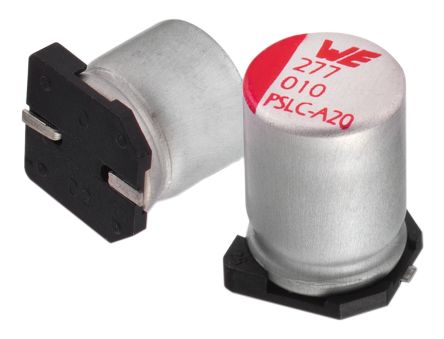 Wurth Elektronik Würth Elektronik WCAP-PSLP, SMD Polymerkondensator 82μF ±20% / 6.3V Dc, Ø 5.5mm, -55°C → +105°C