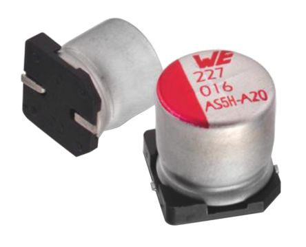 Wurth Elektronik Condensador Electrolítico Serie WCAP-AS5H, 10μF, ±20%, 16V Dc, Mont. SMD, 5.5 (Dia.) X 3.85mm, Paso 1mm