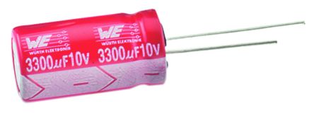 Wurth Elektronik Condensatore, Serie WCAP-ATLL, 2200μF, 16V Cc, ±20%, +105°C, Radiale, Foro Passante