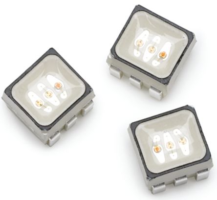 Broadcom SMD LED RGB, Cluster 3-LEDs, 120°, 6-Pin PLCC 6