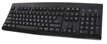 Ceratech Tastatur QWERTY (Kyrillisch) Kabelgebunden Schwarz PS/2, USB, 456 X 168 X 40mm
