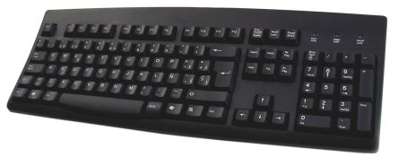 Ceratech Tastatur QWERTY (Spanien) Kabelgebunden Schwarz PS/2, USB, 456 X 168 X 40mm