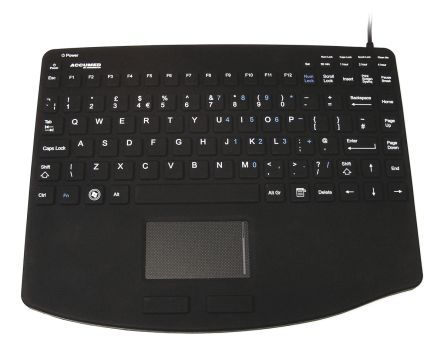 Ceratech Touchpad-Tastatur QWERTY (GB) Kabelgebunden Schwarz USB Medizinisch, 289 X 227 X 27mm