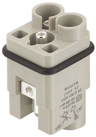 HARTING Heavy Duty Power Connector Insert, 40A, Male, HAN Q Series, 2 Contacts
