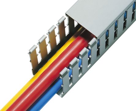 HellermannTyton Canalización De Cables Ranurada De PVC Gris, 60 Mm X 40mm, Long. 2m