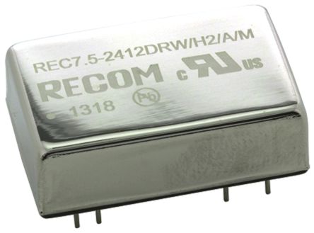 Recom REC7.5 DC/DC-Wandler 7.5W 24 V Dc IN, ±12V Dc OUT / ±312mA 2kV Dc Isoliert