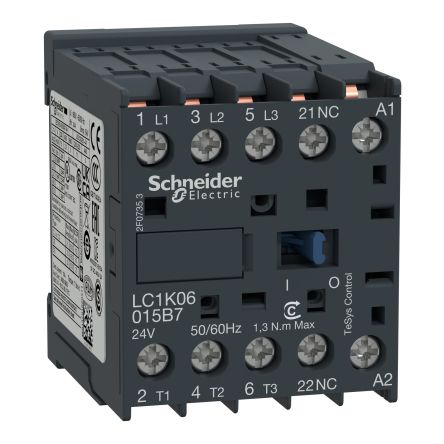 Schneider Electric Contactor TeSys K LC1K De 3 Polos, 3 NA, 6 A, Bobina 110 V Ac, 3 KW