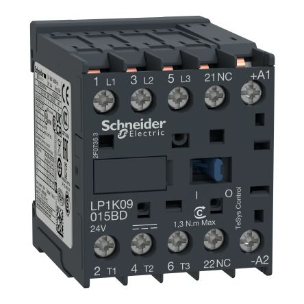 Schneider Electric Contactor TeSys K LP1K De 3 Polos, 3 NA, 20 A, Bobina 230 V Dc, 4 KW