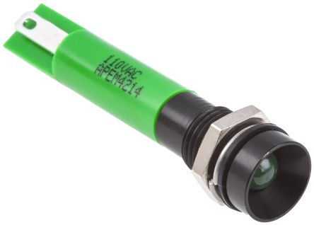 RS PRO LED Schalttafel-Anzeigelampe Grün 110V Ac, Montage-Ø 8mm