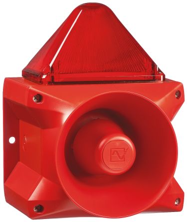 百能堡 声光报警器, 24 V 直流, 红色灯罩, 1m 外分贝110dB