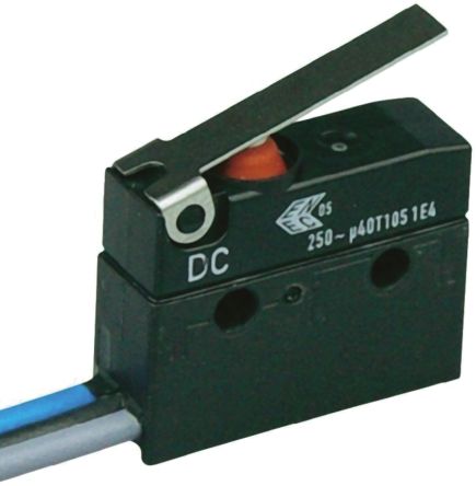 ZF Mikroschalter Hebel-Betätiger Kabel, 100 MA @ 250 V Ac, 1-poliger Wechsler IP 67 200 CN -40°C - +120°C