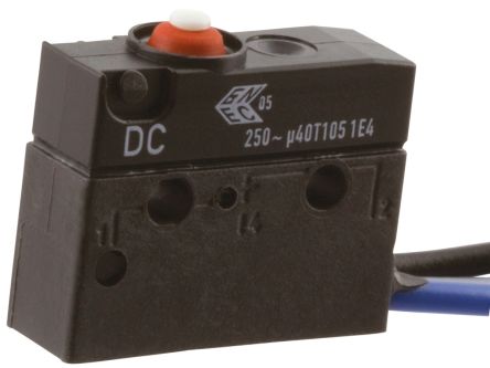 ZF Mikroschalter Knopf-Betätiger, 10 A @ 250 V Ac, 1-poliger Wechsler IP 67 340 CN -40°C - +120°C