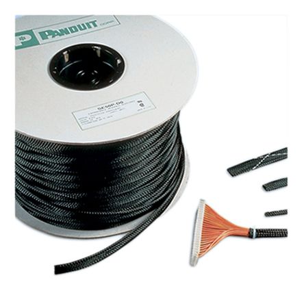 Panduit Expandable Braided PE Black Cable Sleeve, 38.1mm Diameter, 15.2m Length