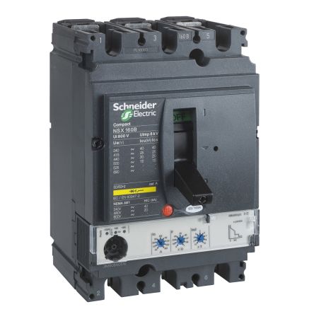 Schneider Electric, NSX Range MCCB 3P 160A, Breaking Capacity 90 KA, Fixed Mount