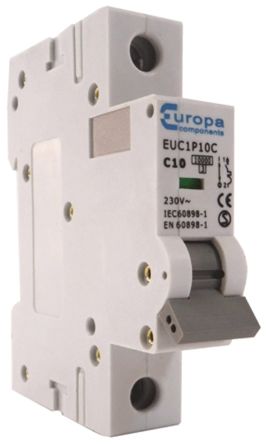 Europa EUC MCB Leitungsschutzschalter Typ C, 1-polig 10A 230V, Abschaltvermögen 10 KA EUC1P DIN-Schienen-Montage