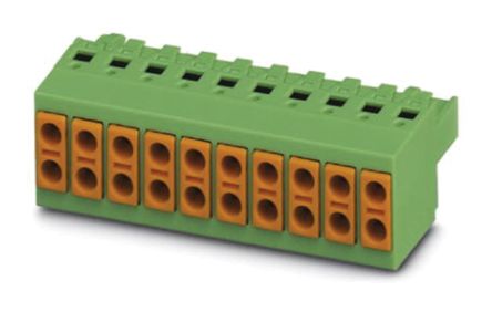 Phoenix Contact 5mm Pitch 10 Way Pluggable Terminal Block, Plug, Spring Cage Termination