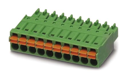 Phoenix Contact Borne Enchufable Para PCB Hembra De 14 Vías, Paso 3.5mm, 8A, De Color Verde, Montaje De Cable,