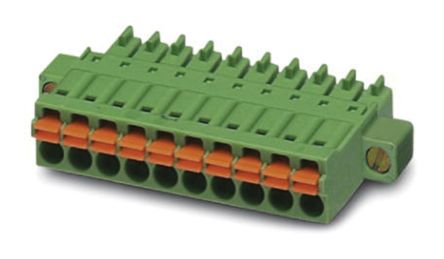 Phoenix Contact 3.5mm Pitch 18 Way Pluggable Terminal Block, Plug, Cable Mount, Spring Cage Termination