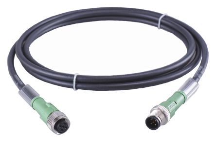 Jumo Cable De Conexión, Con. A M12 Macho Hembra, Cod.: A, Long. 2m