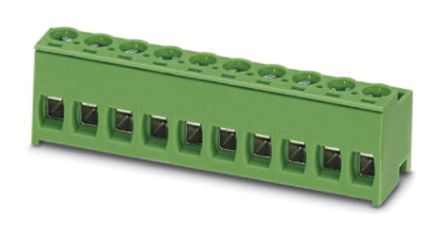Phoenix Contact Borne Enchufable Para PCB Hembra De 14 Vías, Paso 5mm, 10A, De Color Verde, Terminación Tornillo