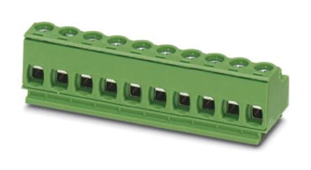 Phoenix Contact Borne Enchufable Para PCB Hembra De 15 Vías, Paso 5mm, 10A, De Color Verde, Terminación Tornillo