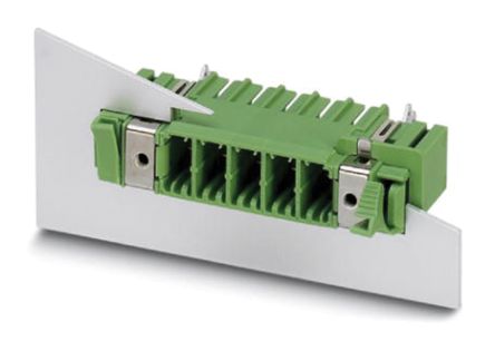 Phoenix Contact 7.62mm Pitch 10 Way Right Angle Pluggable Terminal Block, Feed Through Header, Panel Mount, Through