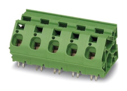 Phoenix Contact ZFKDS 10-15.00 Series PCB Terminal Block, 1-Contact, 15mm Pitch, Through Hole Mount, Spring Cage
