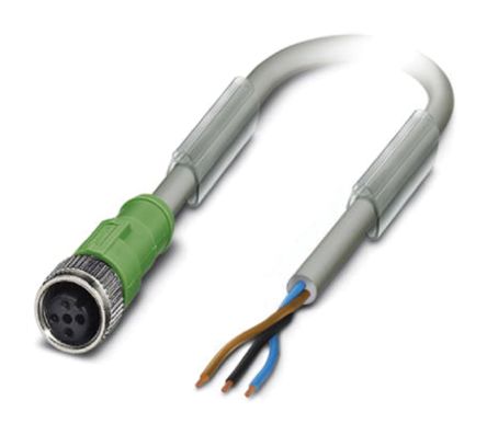 Phoenix Contact Cable De Conexión, Con. A M12 Hembra, 3 Polos, Cod.: A, Long. 5m, 250 V, 4 A, IP65, IP67, IP68