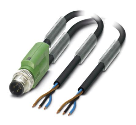 Phoenix Contact Cable De Conexión, Con. A M12 Macho, 3 Polos, Cod.: A, Long. 3m, 250 V, 4 A, IP65, IP67, IP68