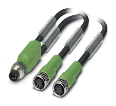 Phoenix Contact Straight Male 3 Way M8 To Straight Female 3 Way M8 Sensor Actuator Cable, 3m