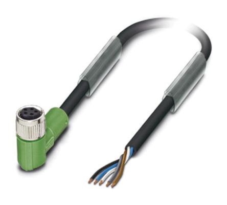 Phoenix Contact Right Angle Female 5 Way M8 To Sensor Actuator Cable, 5m