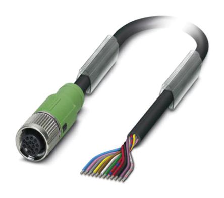Phoenix Contact 传感器执行器电缆, SAC-12P系列, 12芯, M12