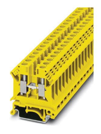 Phoenix Contact UK6 N YE Series Yellow Feed Through Terminal Block, 0.2 → 10mm², Single-Level, Screw Termination