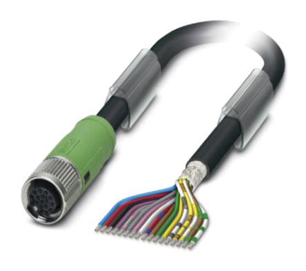 Phoenix Contact 传感器执行器电缆, SAC-17P系列, 17芯, M12