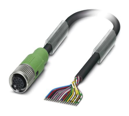 Phoenix Contact Cable De Conexión, Con. A M12 Hembra, 17 Polos, Cod.: A, Long. 1.5m, 30 V, 1,5 A, IP65, IP67, IP68