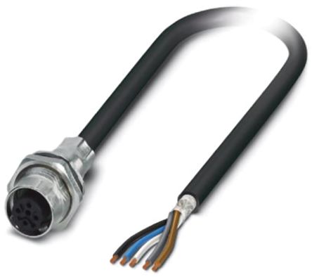 Phoenix Contact Straight Female 5 Way M12 To Straight Unterminated Sensor Actuator Cable, 2m