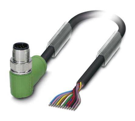 Phoenix Contact Right Angle Male 12 Way M12 To Sensor Actuator Cable, 5m