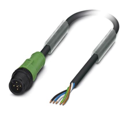 Phoenix Contact Cable De Conexión, Con. A M12 Macho, 5 Polos, Cod.: A, Long. 10m, 60 V, 4 A, IP65, IP67, IP68