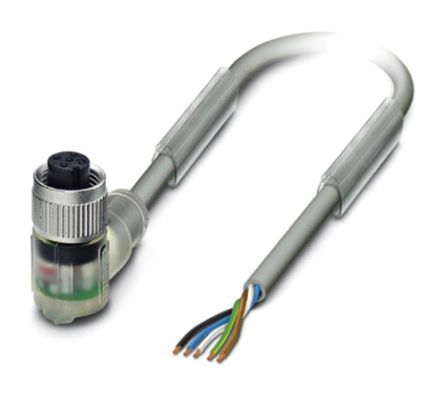 Phoenix Contact Right Angle Female 5 Way M12 To Sensor Actuator Cable, 10m