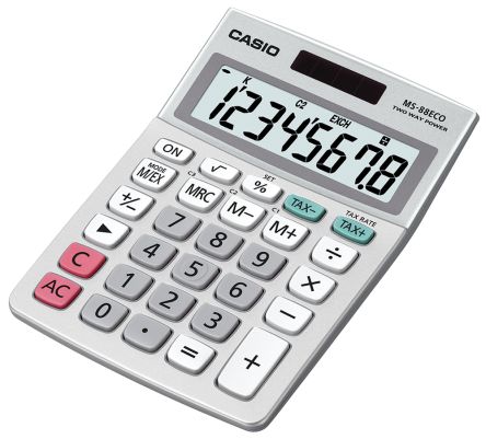 Casio Taschenrechner, Desktop, 8 Zeichen/Stelle Pro Linie, Batterie- Und Solar-Betrieb, 1 Anzeigezeile/n, 125g