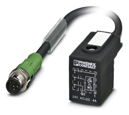 Phoenix Contact Cable De Conexión, Con. A M12 Macho, 3 Polos, Con. B DIN 43650 Forma B, 3 Polos, Cod.: A, Long. 1.5m,