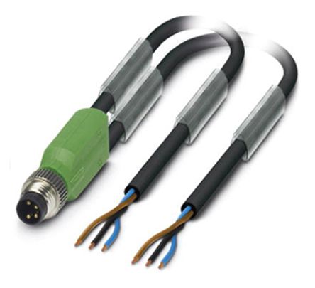 Phoenix Contact Male 3 Way M8 To 3 Way Unterminated Sensor Actuator Cable, 1.5m
