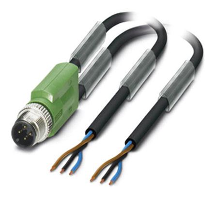 Phoenix Contact Male 3 Way M12 To 3 Way Unterminated Sensor Actuator Cable, 1.5m