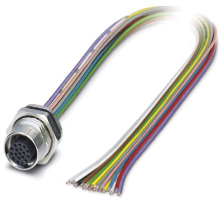 Phoenix Contact Cable De Conexión, Con. A M12 Hembra, 17 Polos, Con. B Sin Terminación, Cod.: A, Long. 500mm, 30 V,